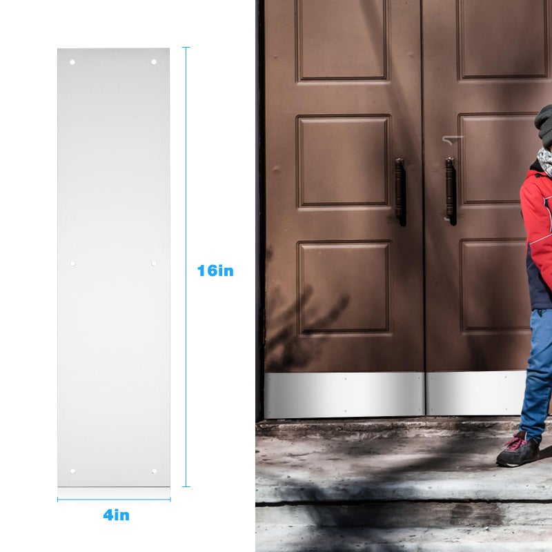 Kscjdg Door Push Plate-Door Kick Plate-4x16 in Door Plates-Kick Plate Door Plate Interior or Exterior Front Door or Back Door Door Protection with 6 Screws - 2 Pack - Image 4